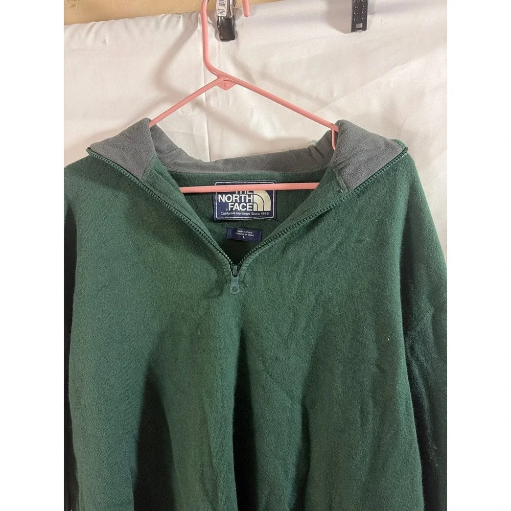 The North Face Mens Forest Green Cotton Wool Blend Quarter Zip Sweater‎ Large